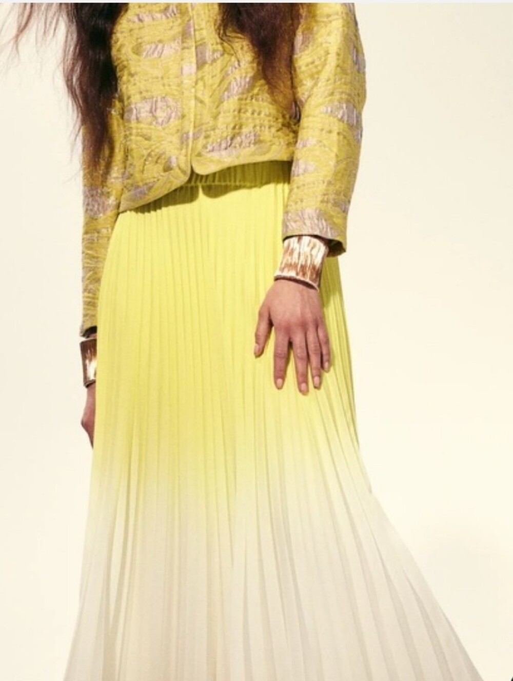 NWT H&M Ombre Pleated Maxi Skirt Yellow Size XL - Picture 10 of 13